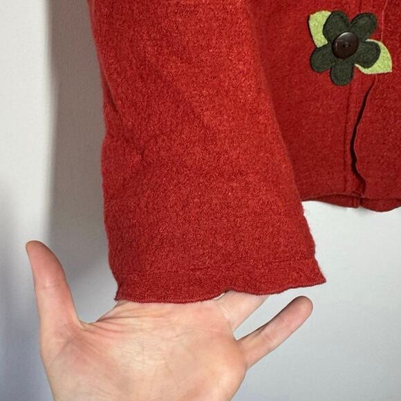 Vintage Ambition Jacket Women M Red Wool Blend Floral Snap Closure Cottage Boho - Picture 4 of 8